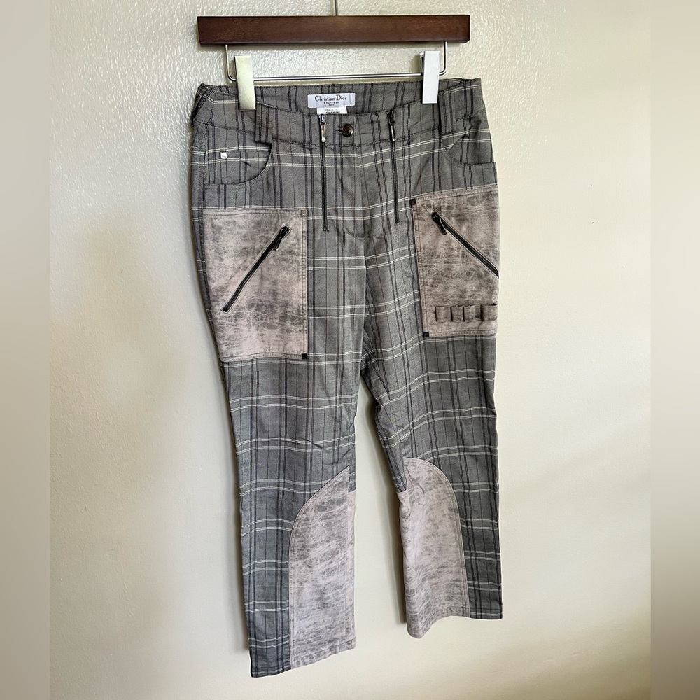 Christian Dior Plaid Suede Patch Pants